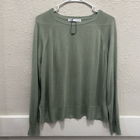 ZARA Lightweight Green Sweater Top Small - Picture 1 of 4